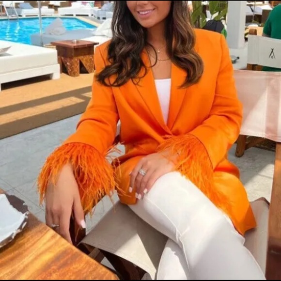 Zara Limited Edition Feathered Blazer Size M - Picture 13 of 17